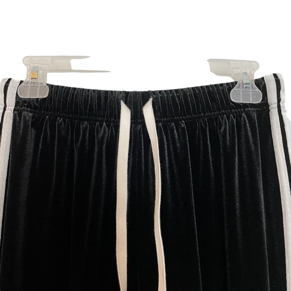 Forever 21 Retro Look Black Velour with White Side Stripes Joggers Sz.L - Picture 5 of 11